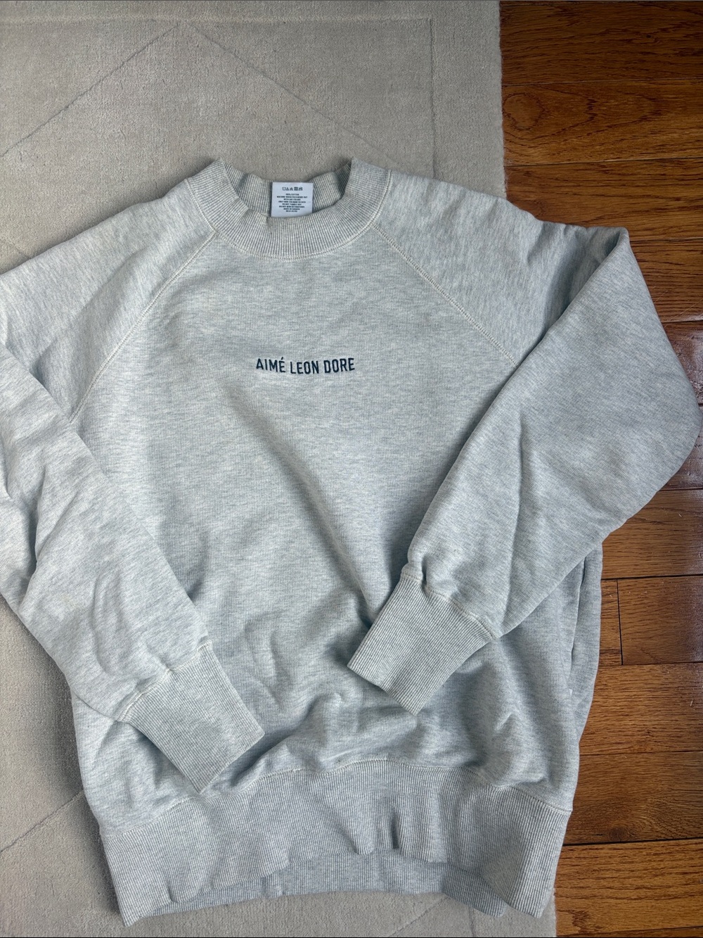 Aime Leon Dore Heather Gray Crewneck Sweatshirt with Center Logo